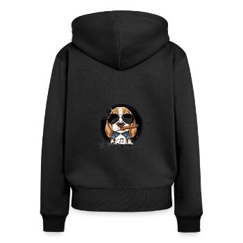 Beagle Musik - Frauen Premium Bio Zip Hoodie - Schwarz - Hinten - Julia (174cm)