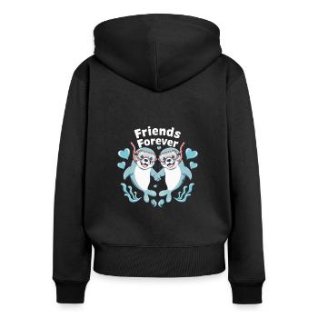 Deux drôles d’amis phoques pour toujours - Sweat à capuche zippé Premium bio Femme - noir - Dos - Julia (174cm)