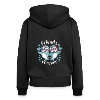 Deux drôles d’amis phoques pour toujours - Sweat à capuche zippé Premium bio Femme - noir - Dos - Julia (174cm)