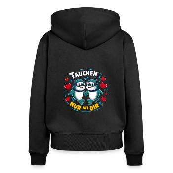 Tauchen nur mit Dir lustige verliebte Seehunde - Frauen Premium Bio Zip Hoodie - Schwarz - Hinten - Julia (174cm)
