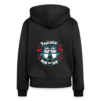 Tauchen zu zweit nur mit Dir lustige Seehunde - Frauen Premium Bio Zip Hoodie - Schwarz - Hinten - Julia (174cm)