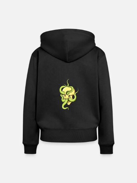 Schädel mit Tentakeln - Frauen Premium Bio Zip Hoodie - Schwarz
