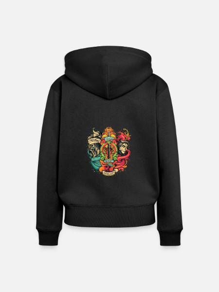 Rebellion mit Eleganz - Frauen Premium Bio Zip Hoodie - Schwarz