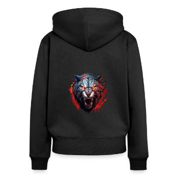 Anmutige Raubtiere - Frauen Premium Bio Zip Hoodie - Schwarz - Hinten - Julia (174cm)