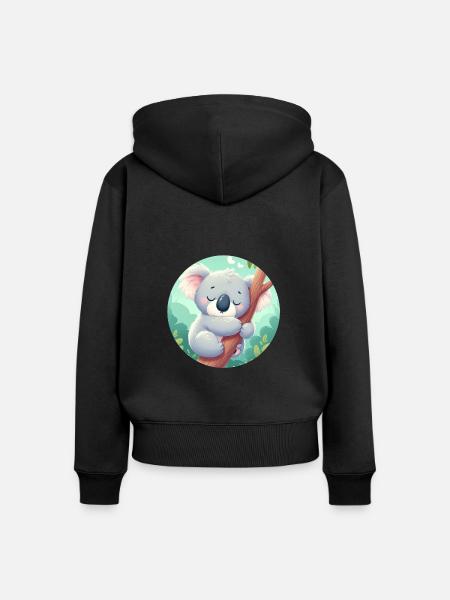 glücklicher Koalabär Koala - Frauen Premium Bio Zip Hoodie - Schwarz