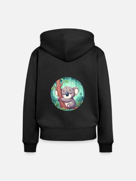 glücklicher Koalabär Koala - Frauen Premium Bio Zip Hoodie - Schwarz
