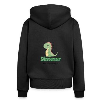 Dinosaur Enthusiast - Frauen Premium Bio Zip Hoodie - Schwarz - Hinten - Julia (174cm)