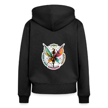 MOM and Mothers - Sweat à capuche zippé Premium bio Femme - noir - Dos - Julia (174cm)