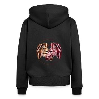 Zebra Loving Art - Women's Premium Organic Zip Hoodie - black - Back - Julia (174cm)
