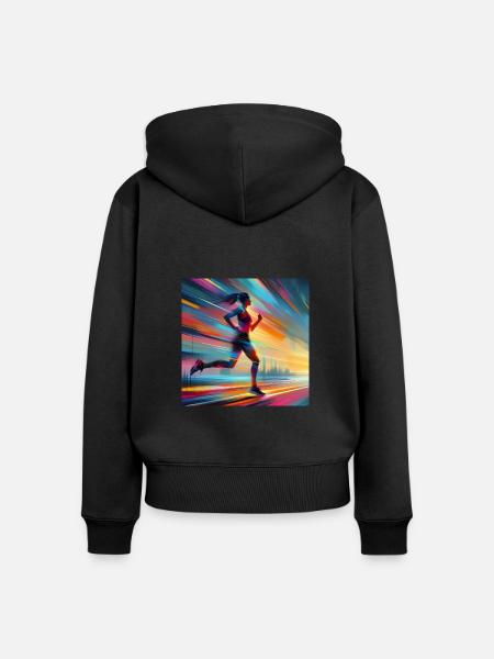 Laufende Frau 1 - Frauen Premium Bio Zip Hoodie - Schwarz