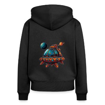 Imaginative Spaceship Flying Saucer - Women's Premium Organic Zip Hoodie - black - Back - Julia (174cm)