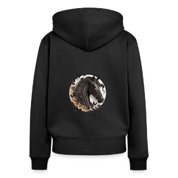 Style de papier de cheval frison - Sweat à capuche zippé Premium bio Femme - noir - Dos - Julia (174cm)