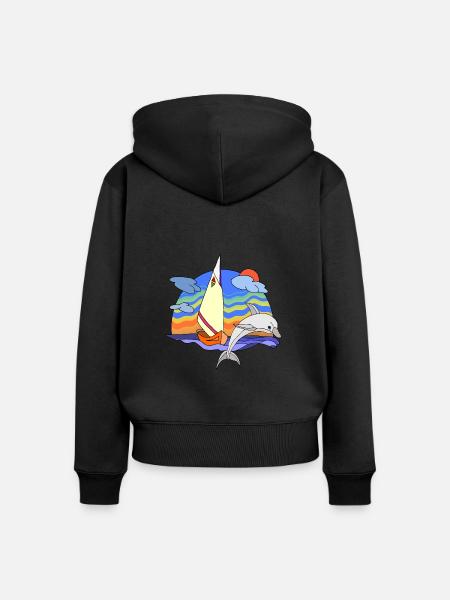 Segelboot - Frauen Premium Bio Zip Hoodie - Schwarz