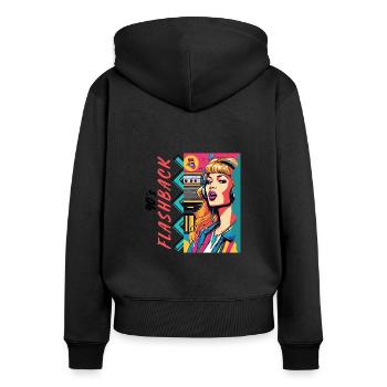 90 s Flashback - Frauen Premium Bio Zip Hoodie - Schwarz - Hinten - Julia (174cm)