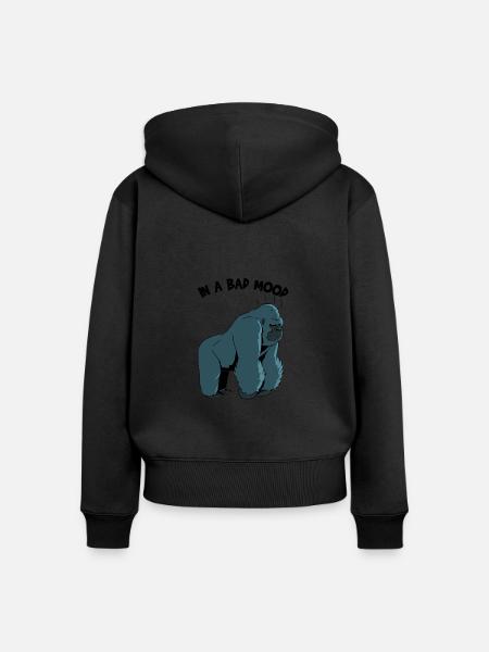 Stimmungsvoller Gorilla - Frauen Premium Bio Zip Hoodie - Schwarz