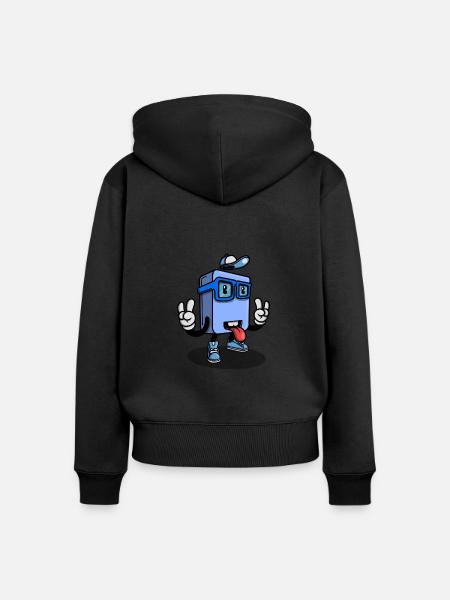 Lustiger Charakter - Frauen Premium Bio Zip Hoodie - Schwarz