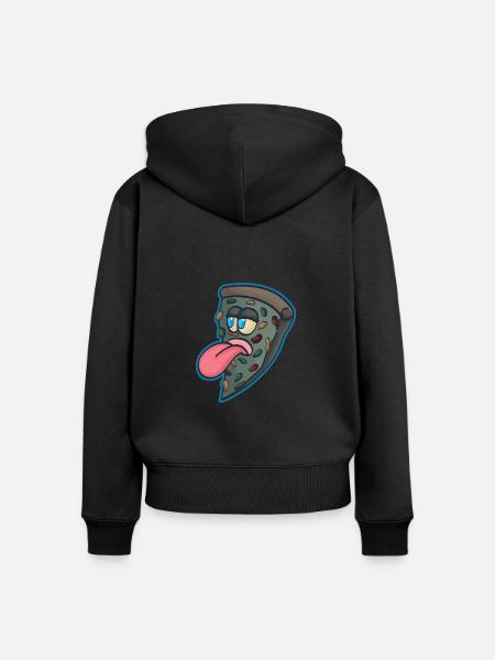 Pizzastück Pizzeria - Frauen Premium Bio Zip Hoodie - Schwarz