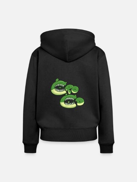 Hungriges Krokodil - Frauen Premium Bio Zip Hoodie - Schwarz