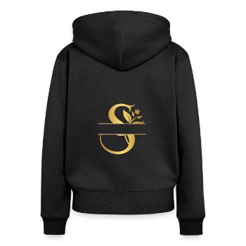 Personalisierte goldene Blumenbuchstaben - Geschenkidee - Frauen Premium Bio Zip Hoodie - Schwarz - Hinten - Julia (174cm)