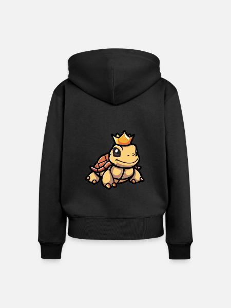 Schildkröte Cartoon Krone - Frauen Premium Bio Zip Hoodie - Schwarz