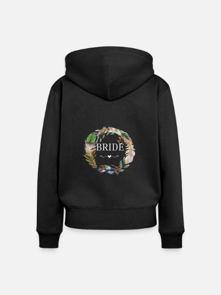 Trensenkranz Boho Blumen - Frauen Premium Bio Zip Hoodie - Schwarz