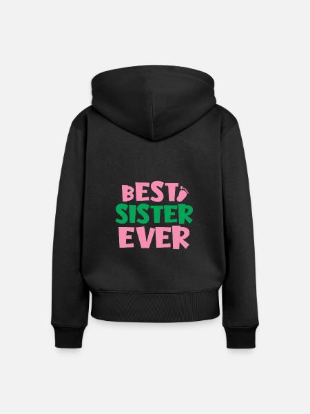 Beste Schwester - Frauen Premium Bio Zip Hoodie - Schwarz