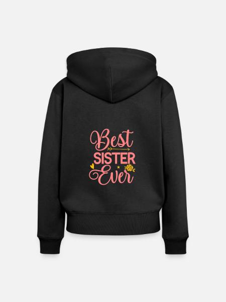 Beste Schwester - Frauen Premium Bio Zip Hoodie - Schwarz