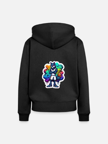 Basketball Wolfpack - Frauen Premium Bio Zip Hoodie - Schwarz