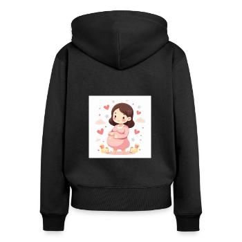 Maman Mignonne - Grossesse Féérique - Sweat à capuche zippé Premium bio Femme - noir - Dos - Julia (174cm)