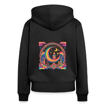 Cadeau du Ramadan Aïd Moubarak Islam Allah Musulman - Sweat à capuche zippé Premium bio Femme - noir - Dos - Julia (174cm)