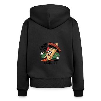 Vivre la vie de burrito - Funny Foodie - Sweat à capuche zippé Premium bio Femme - noir - Dos - Julia (174cm)