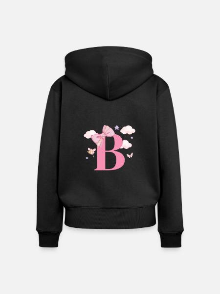 Buchstabe b rosa Wolken - Frauen Premium Bio Zip Hoodie - Schwarz