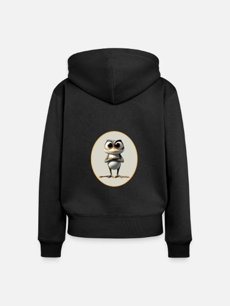 Frosch - Frauen Premium Bio Zip Hoodie - Schwarz