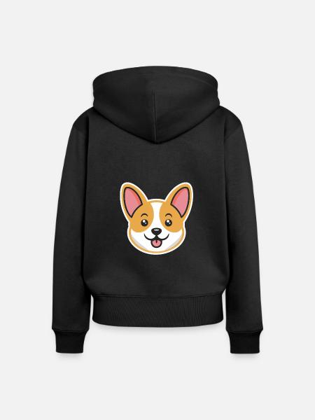 Corgi - Frauen Premium Bio Zip Hoodie - Schwarz