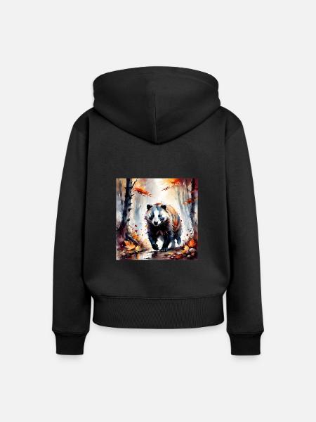 Dachs im Herbs - Frauen Premium Bio Zip Hoodie - Schwarz