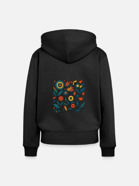 Blumen abstrakt - Frauen Premium Bio Zip Hoodie - Schwarz