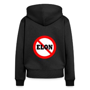 Anti Elon Round NO Bumper - Women's Premium Organic Zip Hoodie - black - Back - Julia (174cm)