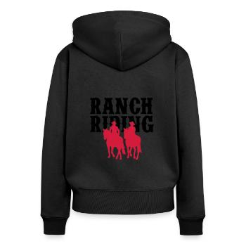 Ranch Riding 2C - Farbwechsel - Frauen Premium Bio Zip Hoodie - Schwarz - Hinten - Julia (174cm)