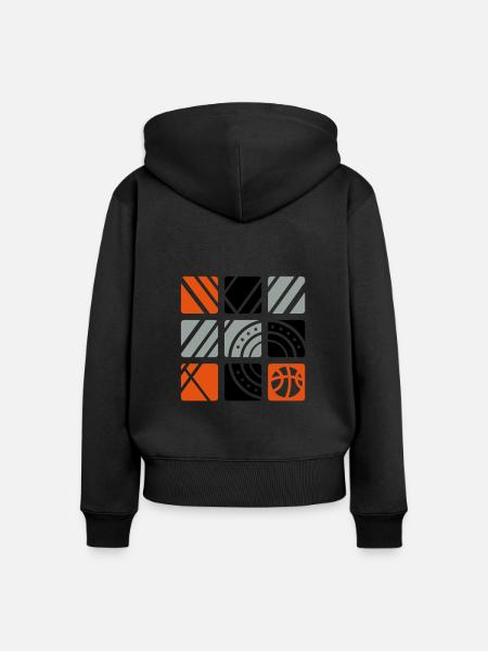 Basketball (Quadrate) - Frauen Premium Bio Zip Hoodie - Schwarz