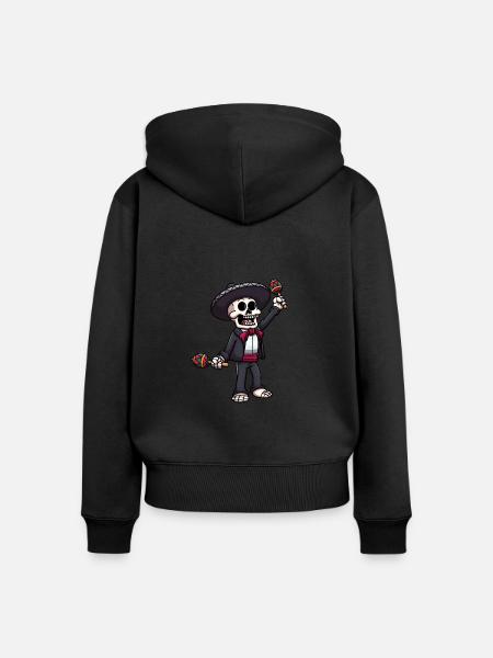 Mariachi Skelett - Frauen Premium Bio Zip Hoodie - Schwarz