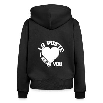 la poste je t'aime pour toujours - Sweat à capuche zippé Premium bio Femme - noir - Dos - Julia (174cm)