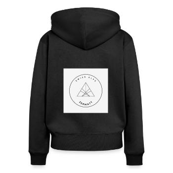 Swiss Alps - Frauen Premium Bio Zip Hoodie - Schwarz - Hinten - Julia (174cm)