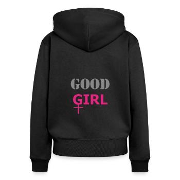 GOOD GIRL - Sweat à capuche zippé Premium bio Femme - noir - Dos - Julia (174cm)