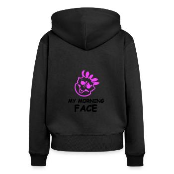 Sommer - Frauen Premium Bio Zip Hoodie - Schwarz - Hinten - Julia (174cm)