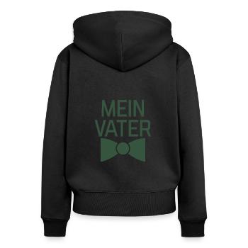 Mein Vater - Frauen Premium Bio Zip Hoodie - Schwarz - Hinten - Julia (174cm)