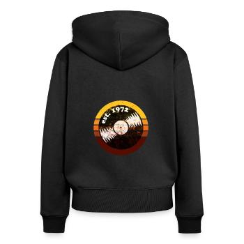 Vintage 1972 - Frauen Premium Bio Zip Hoodie - Schwarz - Hinten - Julia (174cm)
