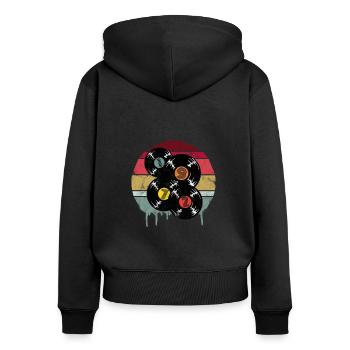 1972 Année de naissance Millésime - Sweat à capuche zippé Premium bio Femme - noir - Dos - Julia (174cm)