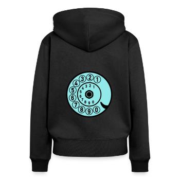 Dial Vintage Phone Call Retro Technologie - Sweat à capuche zippé Premium bio Femme - noir - Dos - Julia (174cm)