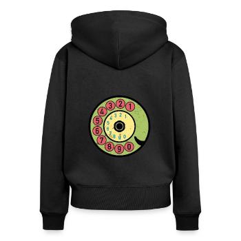 Cadran coloré Vintage Retro Phone Nostalgia - Sweat à capuche zippé Premium bio Femme - noir - Dos - Julia (174cm)