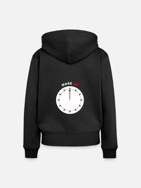 Wach auf - Frauen Premium Bio Zip Hoodie - Schwarz